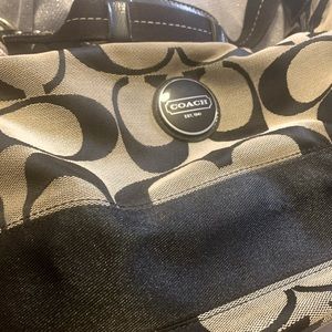 Coach purse, black and gray original C print